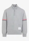 Thom Browne Rwb Engineered Stripe Loopback Sweatshirt In Gray