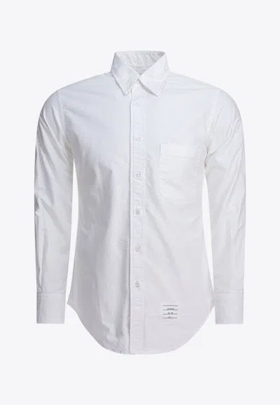 THOM BROWNE NAME TAG PATCH LONG-SLEEVED SHIRT