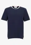 Thom Browne Name Tag Patch Ringer T-shirt In Blue