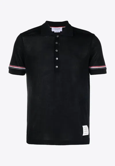 THOM BROWNE NAME TAG PATCH SHORT-SLEEVED POLO T-SHIRT