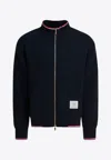 Thom Browne Cotton Zip Hoodie And Pockets In Blue