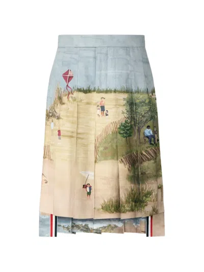 Thom Browne Nantucket Pleated Skirt In Blue