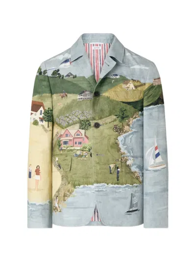 Thom Browne Nantucket Scenic Unconstructed Jacket In Blue