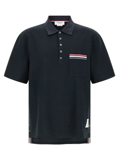 Thom Browne Nastro Rwb Polo Blue In Gray