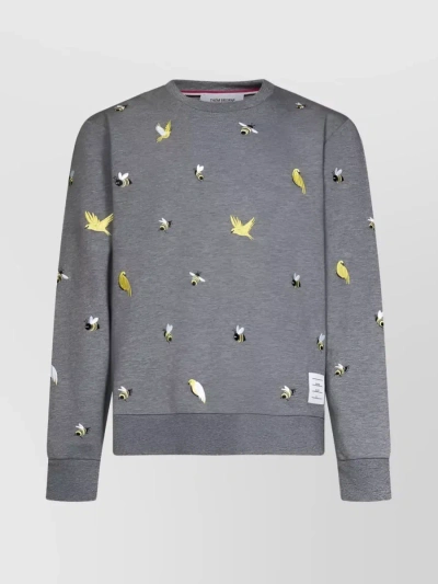 THOM BROWNE NATURE-INSPIRED EMBROIDERED COTTON SWEATSHIRT