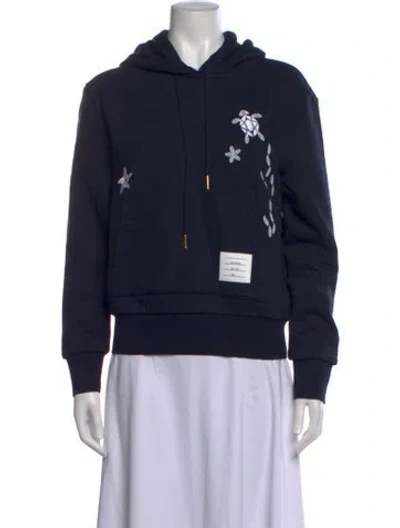 Pre-owned Thom Browne Nautical Graphic Print Hoodie In Blue