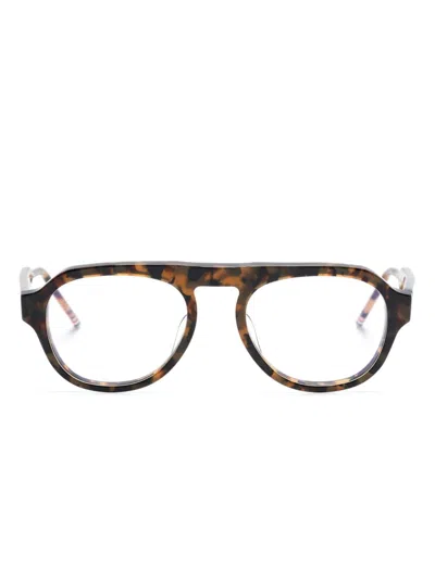 Thom Browne Navigator-frame Glasses In Brown