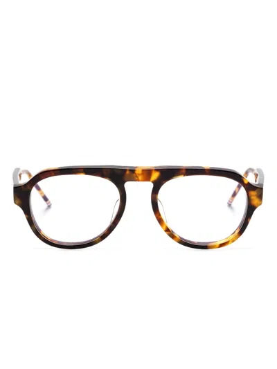 Thom Browne Navigator-frame Glasses In Brown