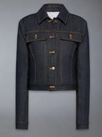 Thom Browne Shrunken Fit Denim Jacket In Japanese Selvedge Denim In Blue