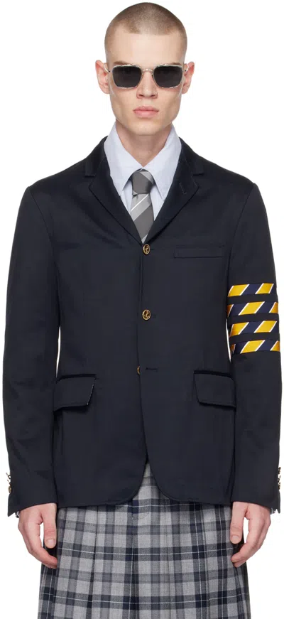 Thom Browne Cotton Twill 4-bar Unconstructed Classic Sport Coat In Blue