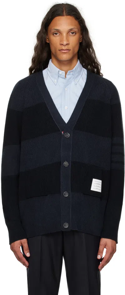 Thom Browne Navy 4-bar Cardigan In 415 Navy