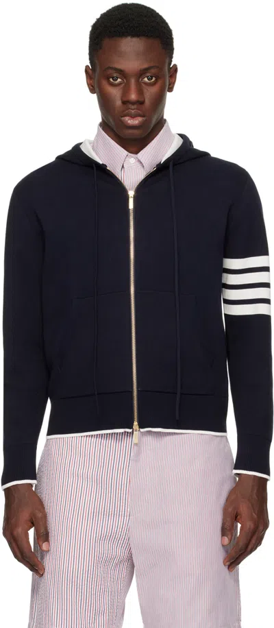Thom Browne Navy 4-bar Fish Icon Hoodie In 415 Navy