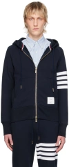 Thom Browne 4-bar Zip-up Hoodie In 461 Navy