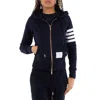 Thom Browne Navy 4-bar Loopback Full Zip Hoodie In Black
