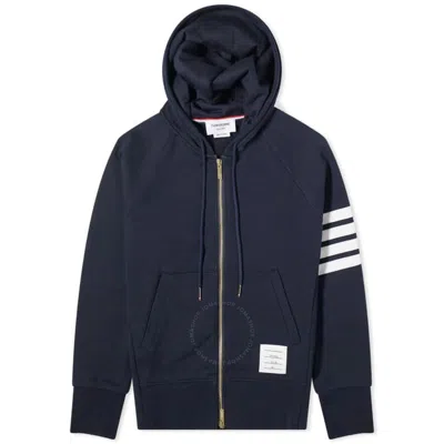 Thom Browne Slim-fit Striped Loopback Cotton-jersey Zip-up Hoodie In Blue