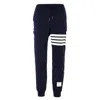 Thom Browne Tapered Striped Loopback Cotton-jersey Sweatpants In Blue