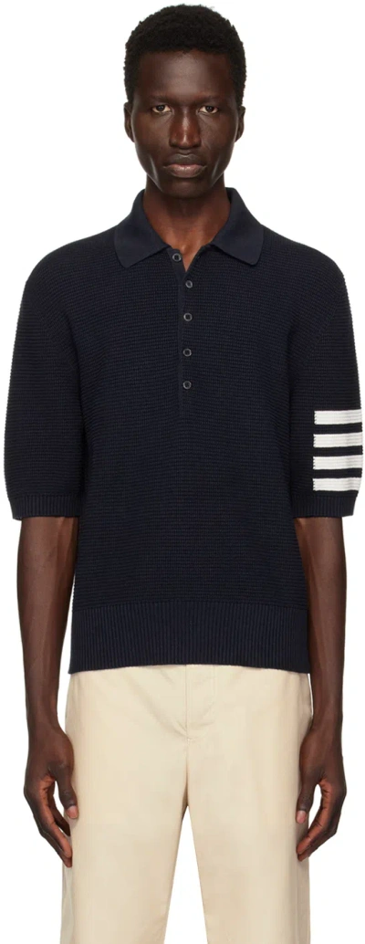 Thom Browne Navy 4-bar Polo In 415 Navy