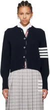 THOM BROWNE NAVY 4-BAR ROSE ICON CARDIGAN