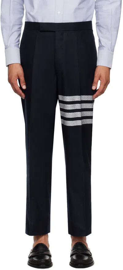THOM BROWNE NAVY 4-BAR TROUSERS