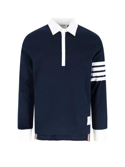 Thom Browne Navy 4-bar Cotton Polo In Blue