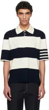 Thom Browne Milano Polo Shirt In 979 Navy/white