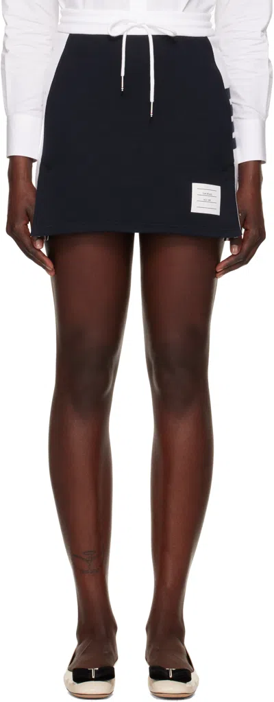 THOM BROWNE NAVY & WHITE CLASSIC 4-BAR JERSEY MINISKIRT