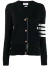 Thom Browne Navy Blue 4-bar Cotton Cardigan In Black