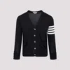 Thom Browne Classic V-neck Cardigan In Fine Merino Wool With 4bar Stripes Clothing In Navy Blue
