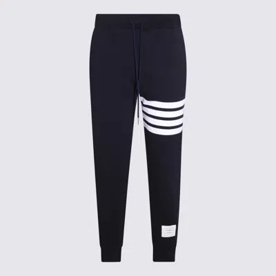 THOM BROWNE NAVY BLUE AND WHITE COTTON 4-TRACK PANTS