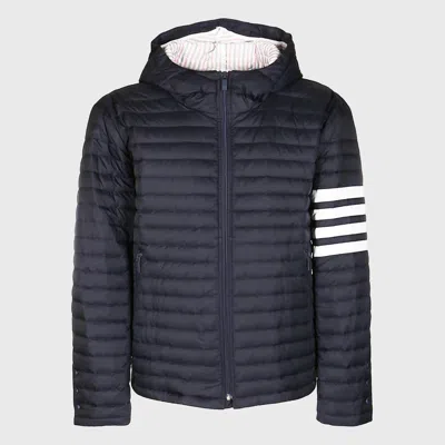 Thom Browne Navy Blue And White Down Jacket