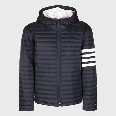 Thom Browne Navy Blue And White Down Jacket
