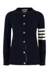 Thom Browne Crew Neck Cashmere Cardigan With Striped Sleeve