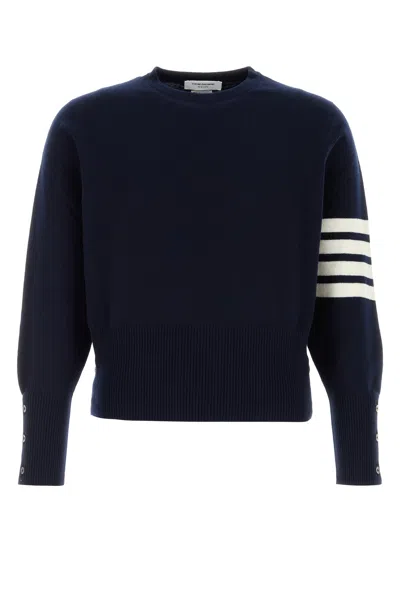 THOM BROWNE THOM BROWNE NAVY BLUE CASHMERE SWEATER