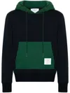 Thom Browne Panel Hooded Sweatshirt With Kangaroo Pocket In Blue