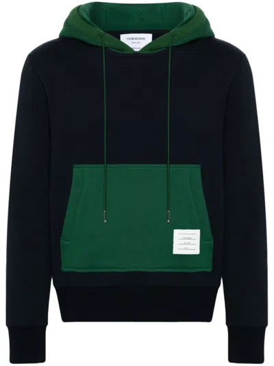 THOM BROWNE NAVY BLUE COLOR BLOCK HOODIE