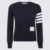 Thom Browne Navy Blue Cotton 4-bar Sweatshirt In Blue