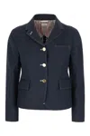 Thom Browne Blazer Cotton Blend Notched Lapel In Navy