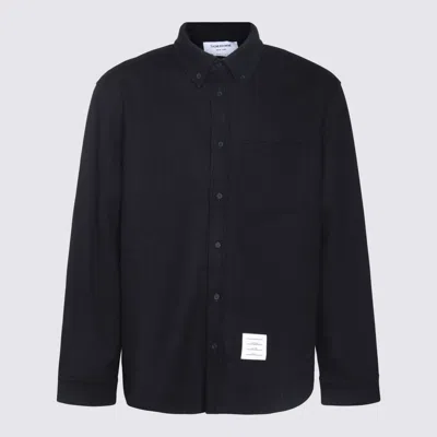 Thom Browne Midnight Blue Cotton Blend Oversize Shirt In Navy