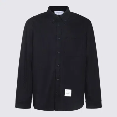 Thom Browne Navy Blue Cotton Casual Jacket In Black