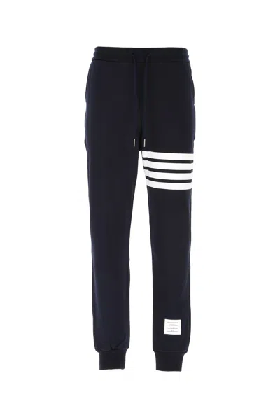 Thom Browne Navy Blue Cotton Joggers In 461