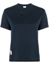Thom Browne Navy Blue Cotton Logo-patch T-shirt For Women