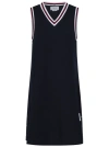 Thom Browne Piquet Dress With V Neckline And Arm Holes In Blue