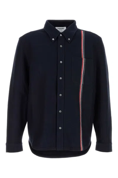 THOM BROWNE NAVY BLUE COTTON SHIRT