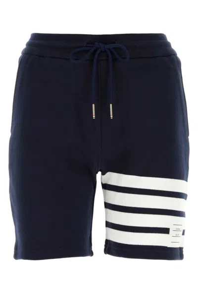 THOM BROWNE NAVY BLUE COTTON SHORTS