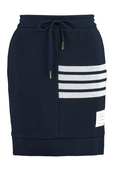 THOM BROWNE NAVY BLUE COTTON SKIRT FOR WOMEN