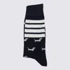 Thom Browne Intarsia-logo Knitted Socks In Navy
