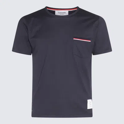 THOM BROWNE THOM BROWNE NAVY BLUE COTTON T-SHIRT