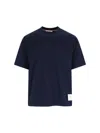 Thom Browne Blue T-shirt With Logo Patch In Stretch Wool Man In Blue