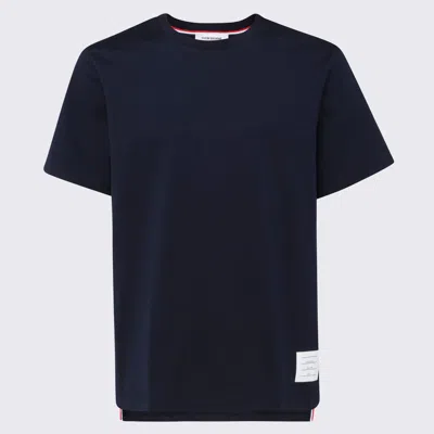 THOM BROWNE THOM BROWNE NAVY BLUE COTTON T-SHIRT