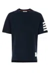 THOM BROWNE NAVY BLUE COTTON T-SHIRT